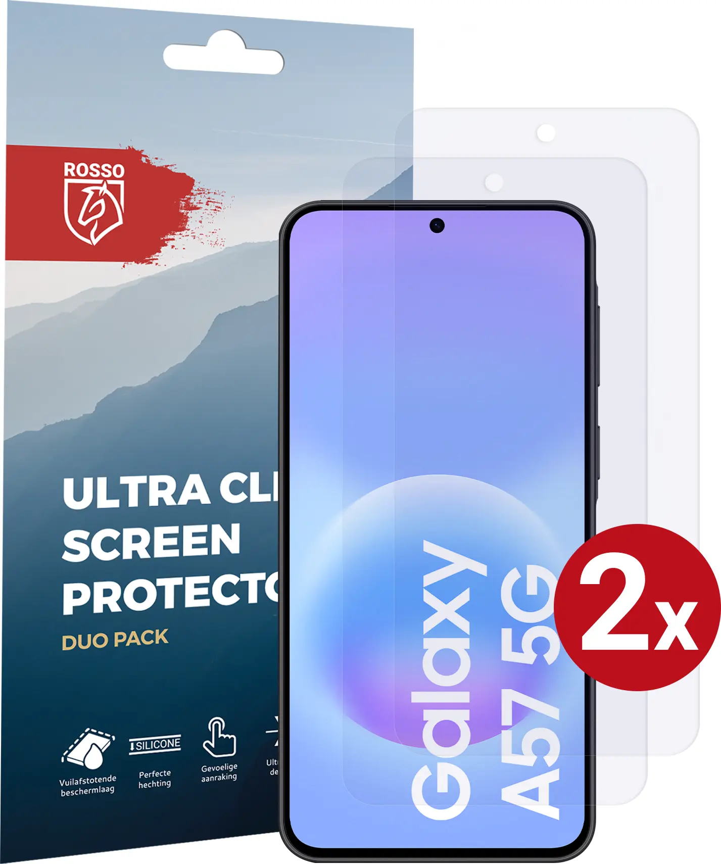 Rosso Samsung Galaxy A57 Screen Protector Case Friendly Folie Duo Pack afbeelding 1