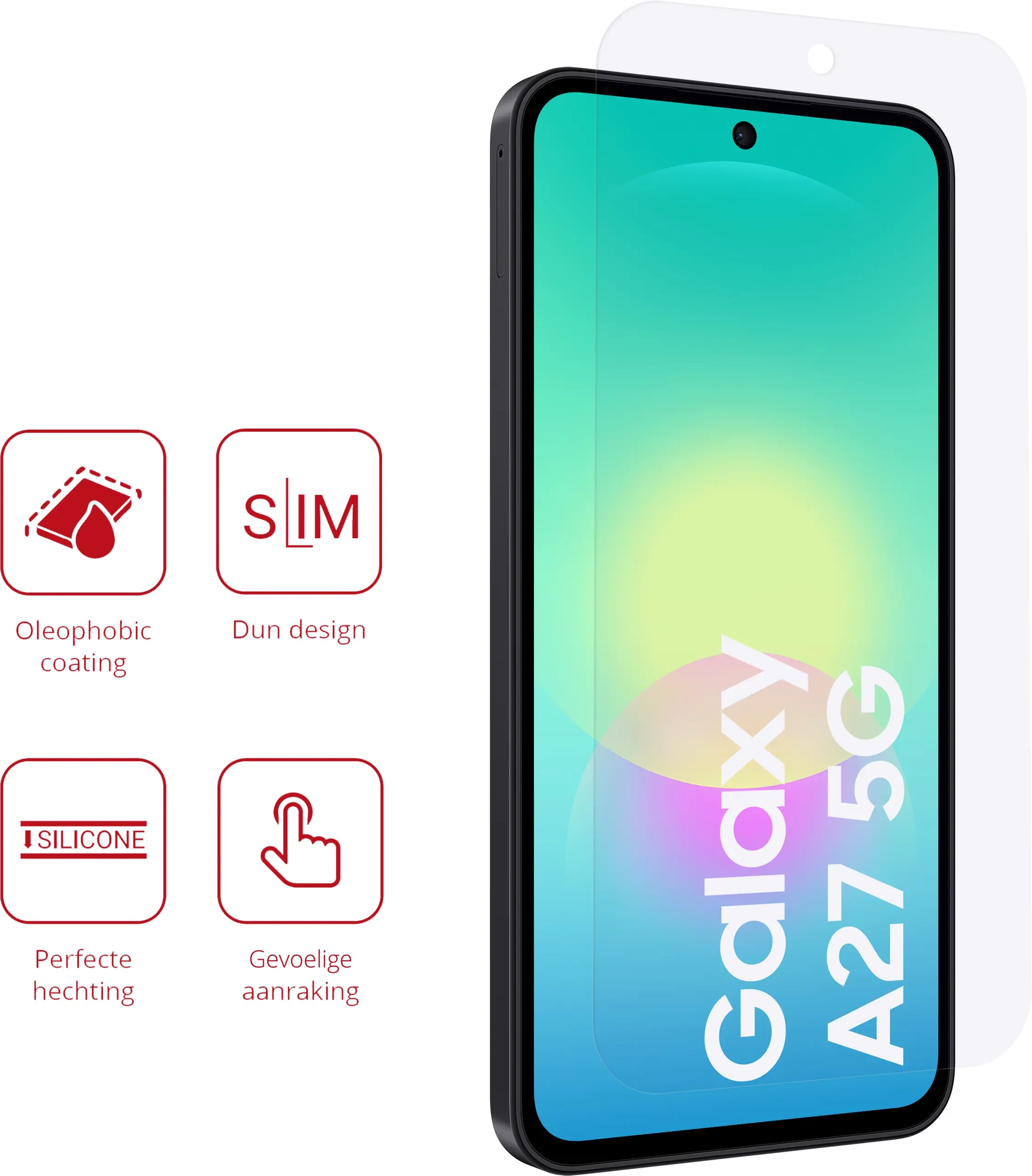 Rosso Samsung Galaxy A27 Screen Protector Case Friendly Folie Duo Pack afbeelding 2