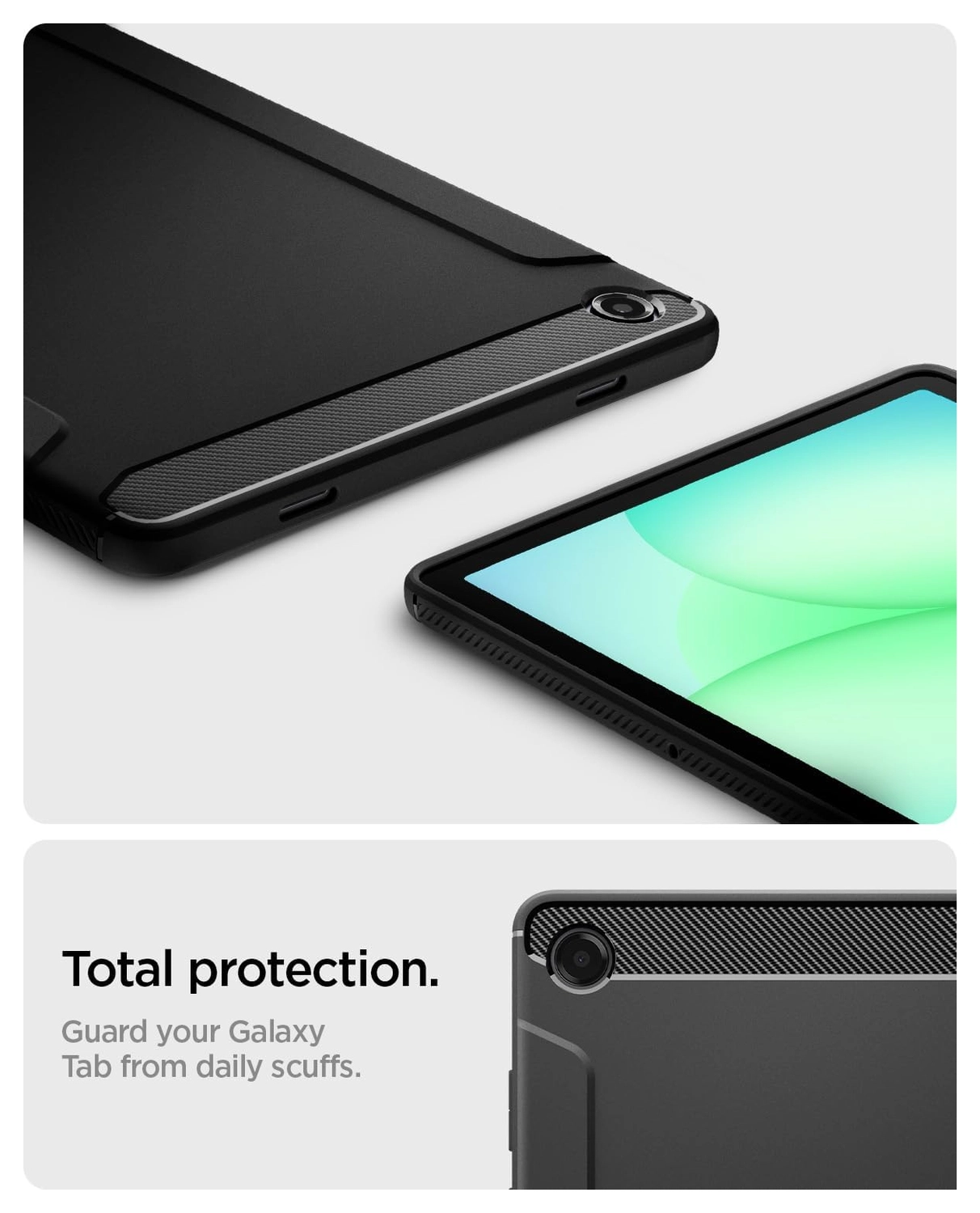 Spigen Rugged Armor Samsung Galaxy Tab A11 Plus Hoesje Back Cover Matte Zwart afbeelding 6