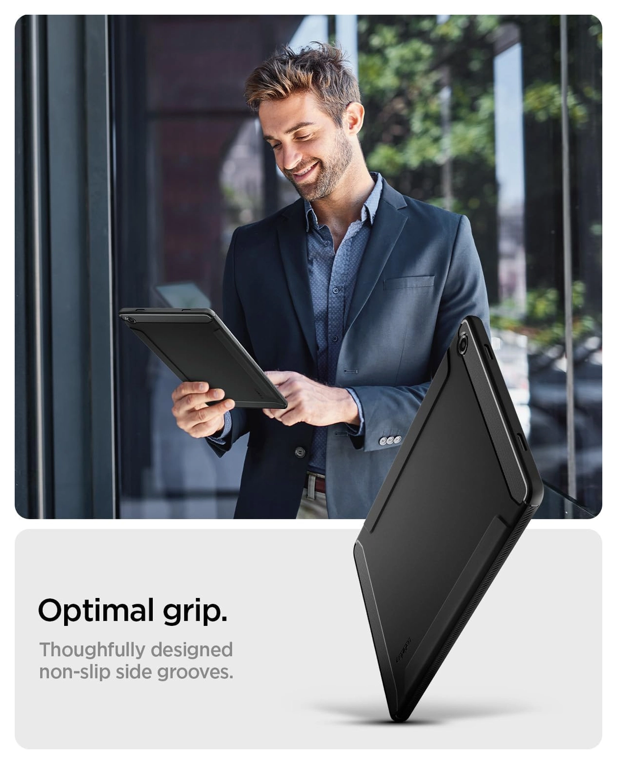 Spigen Rugged Armor Samsung Galaxy Tab A11 Plus Hoesje Back Cover Matte Zwart afbeelding 7