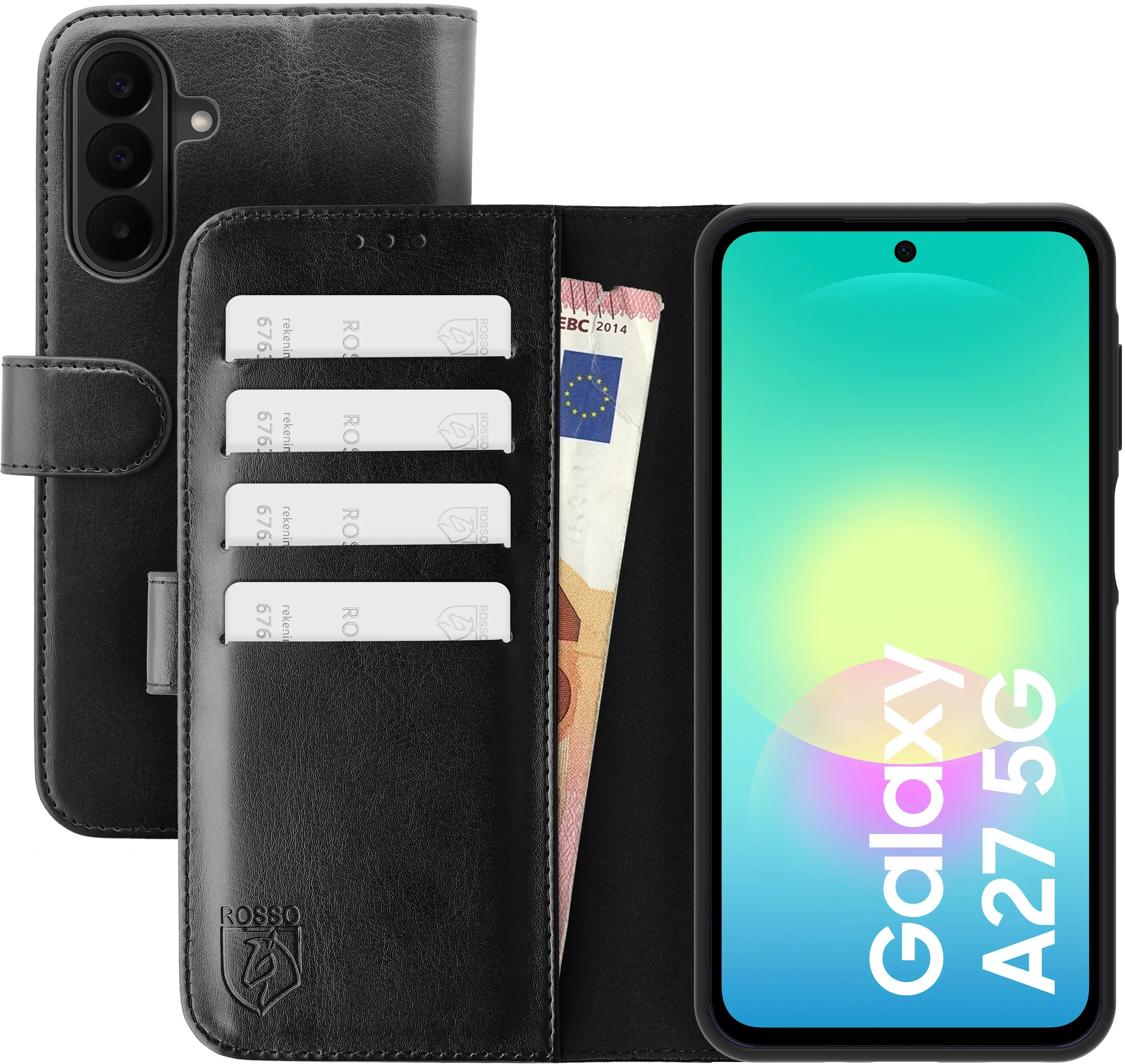Rosso Element Samsung Galaxy A27 Hoesje Book Case Wallet Zwart afbeelding 1