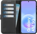 Rosso Deluxe Samsung Galaxy A57 Hoesje Echt Leer Book Case Zwart