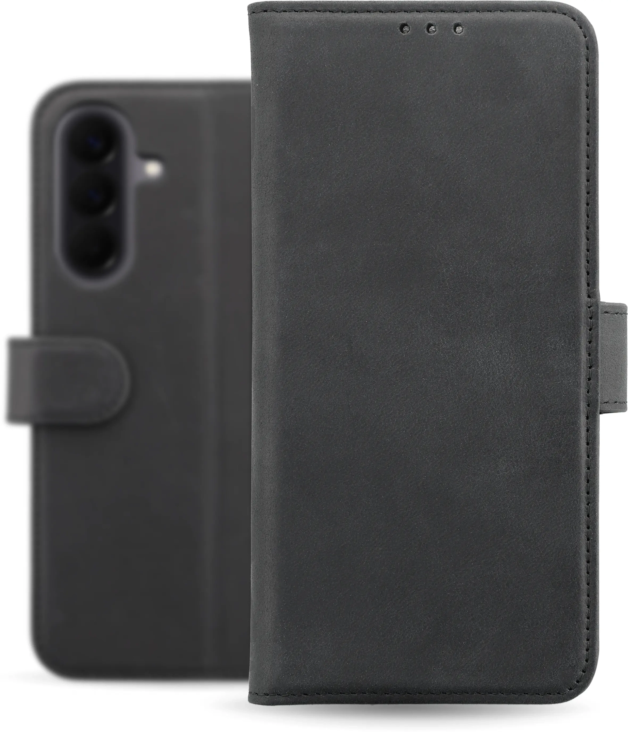 Rosso Deluxe Samsung Galaxy A57 Hoesje Echt Leer Book Case Zwart afbeelding 2