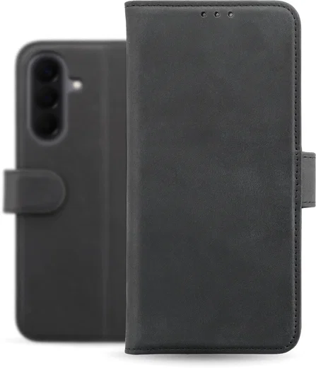 Rosso Deluxe Samsung Galaxy A57 Hoesje Echt Leer Book Case Zwart afbeelding 2