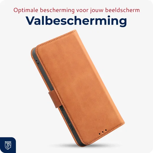 Rosso Deluxe Samsung Galaxy A57 Hoesje Echt Leer Book Case Bruin afbeelding 8