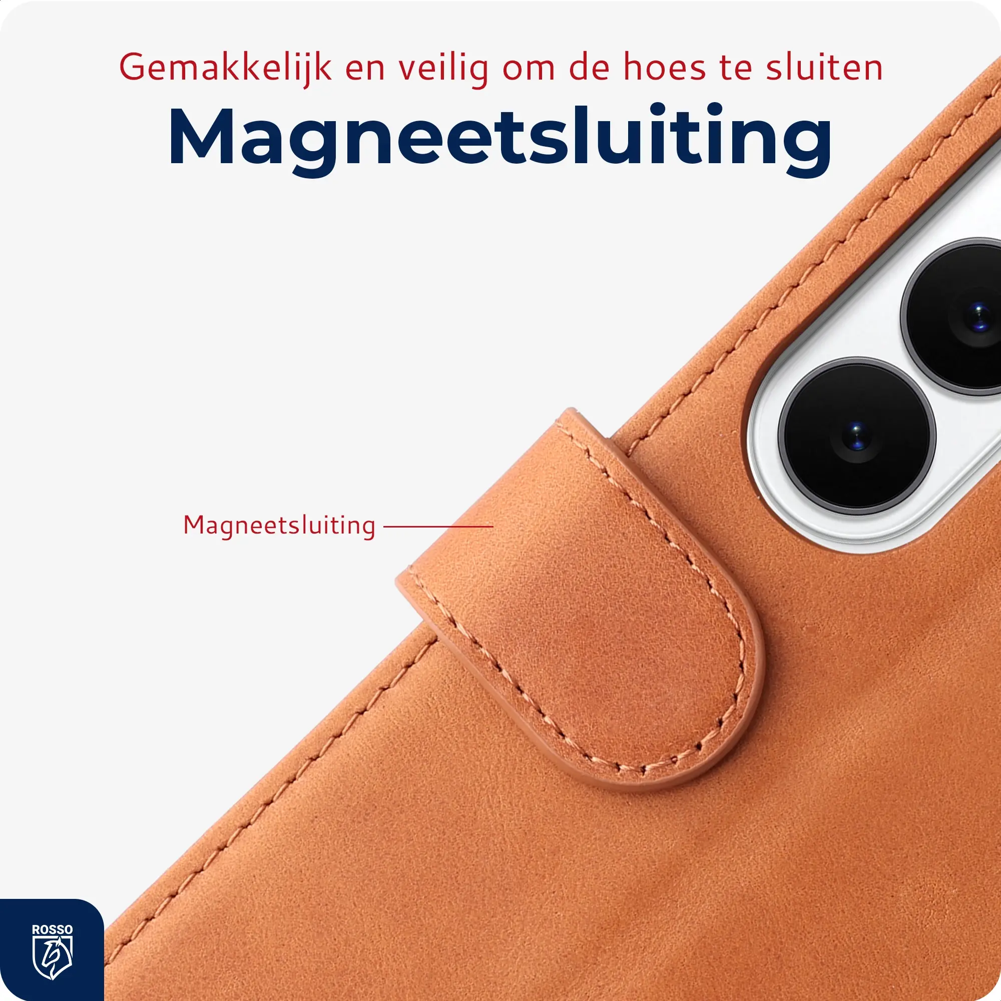 Rosso Deluxe Samsung Galaxy A57 Hoesje Echt Leer Book Case Bruin afbeelding 7