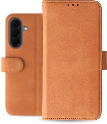 Rosso Deluxe Samsung Galaxy A57 Hoesje Echt Leer Book Case Bruin afbeelding 2