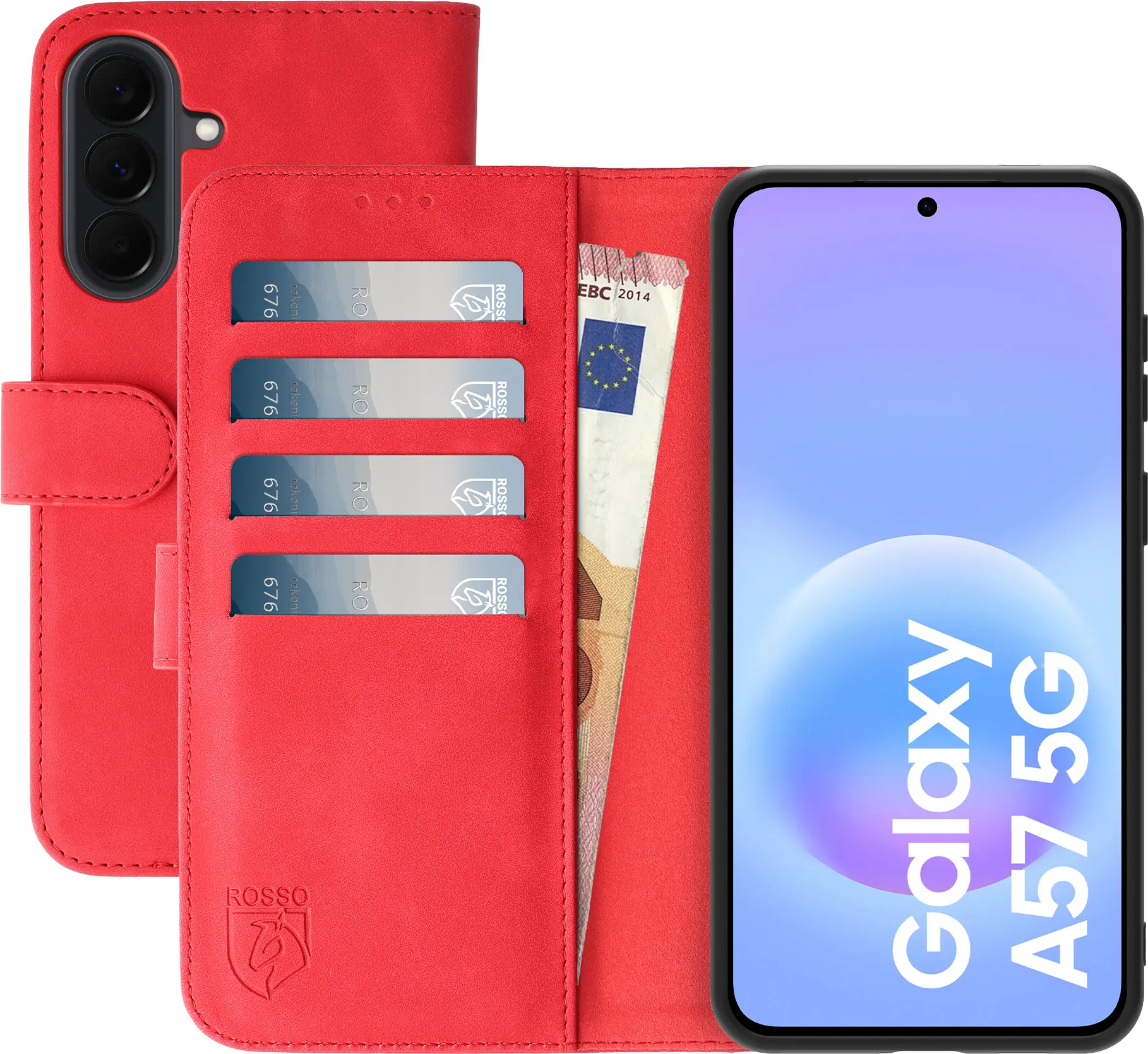 Rosso Element Samsung Galaxy A57 Hoesje Book Case Wallet Rood afbeelding 1
