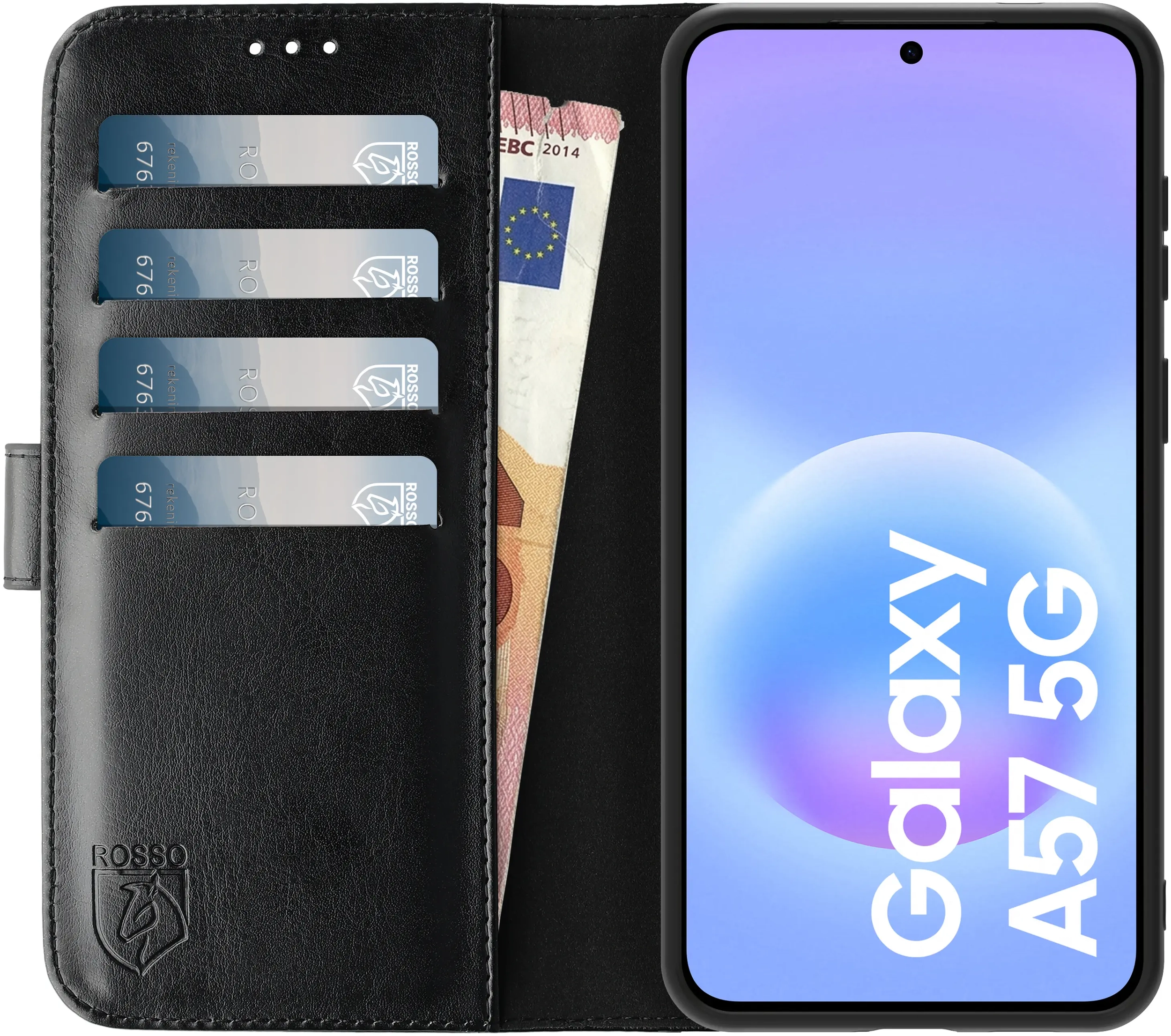 Rosso Element Samsung Galaxy A57 Hoesje Book Case Wallet Zwart afbeelding 13
