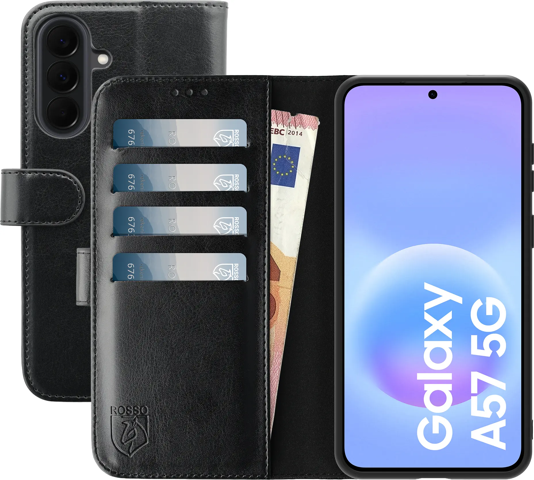 Rosso Element Samsung Galaxy A57 Hoesje Book Case Wallet Zwart afbeelding 1