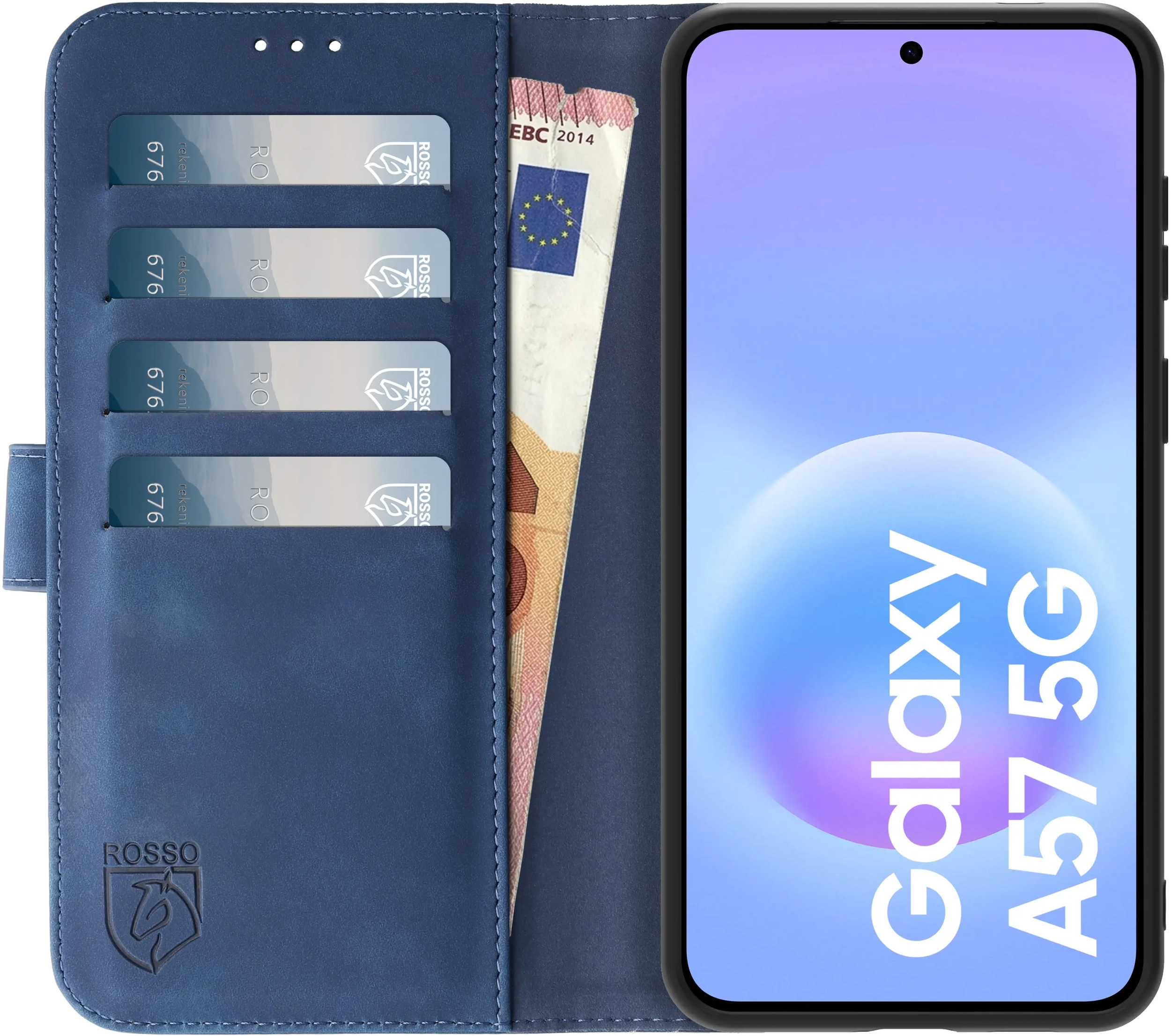 Rosso Element Samsung Galaxy A57 Hoesje Book Case Wallet Blauw afbeelding 2