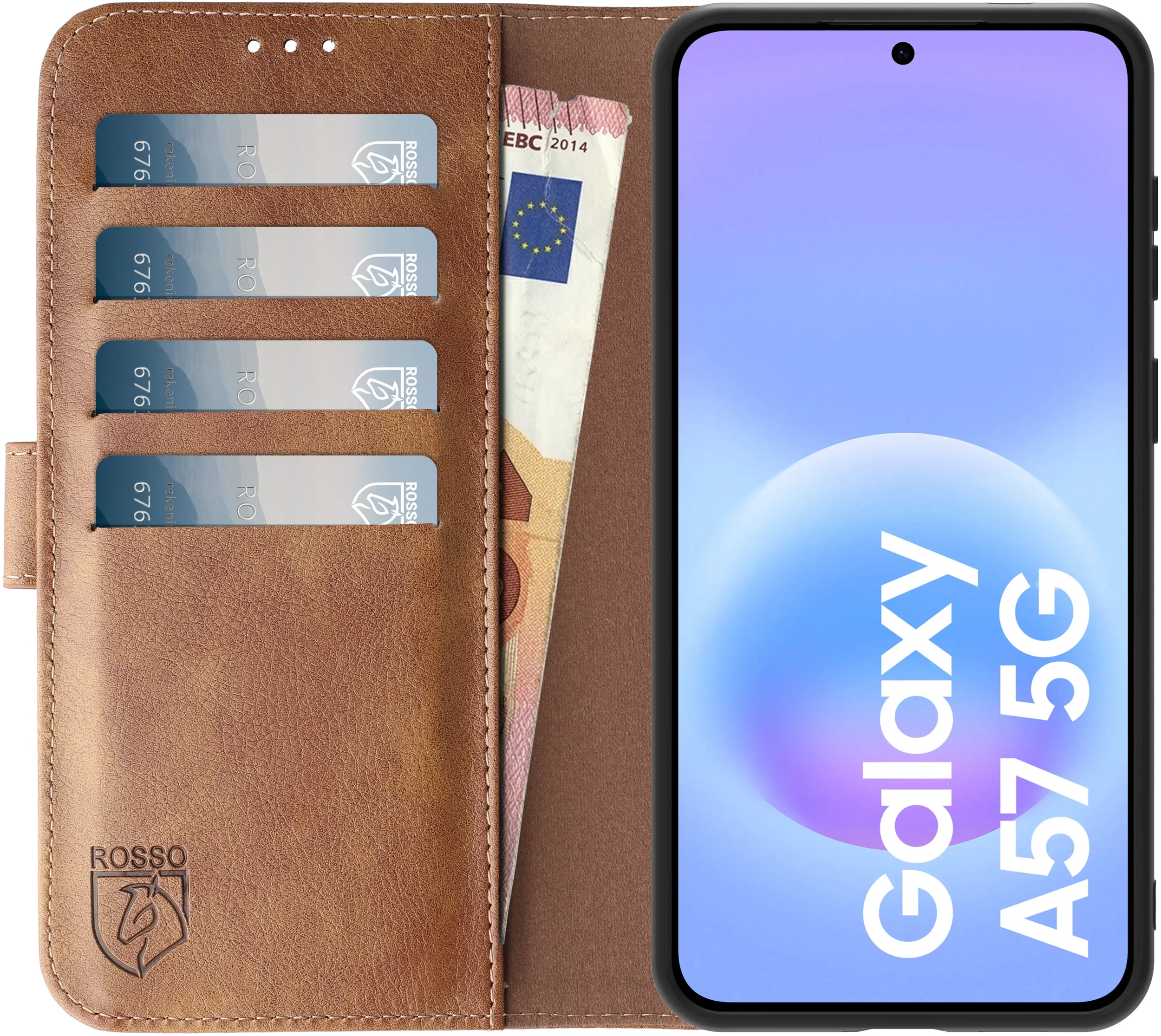 Rosso Element Samsung Galaxy A57 Hoesje Book Case Wallet Bruin afbeelding 14