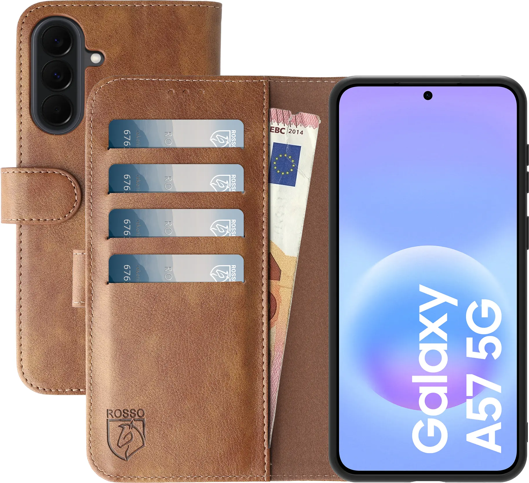 Rosso Element Samsung Galaxy A57 Hoesje Book Case Wallet Bruin afbeelding 1