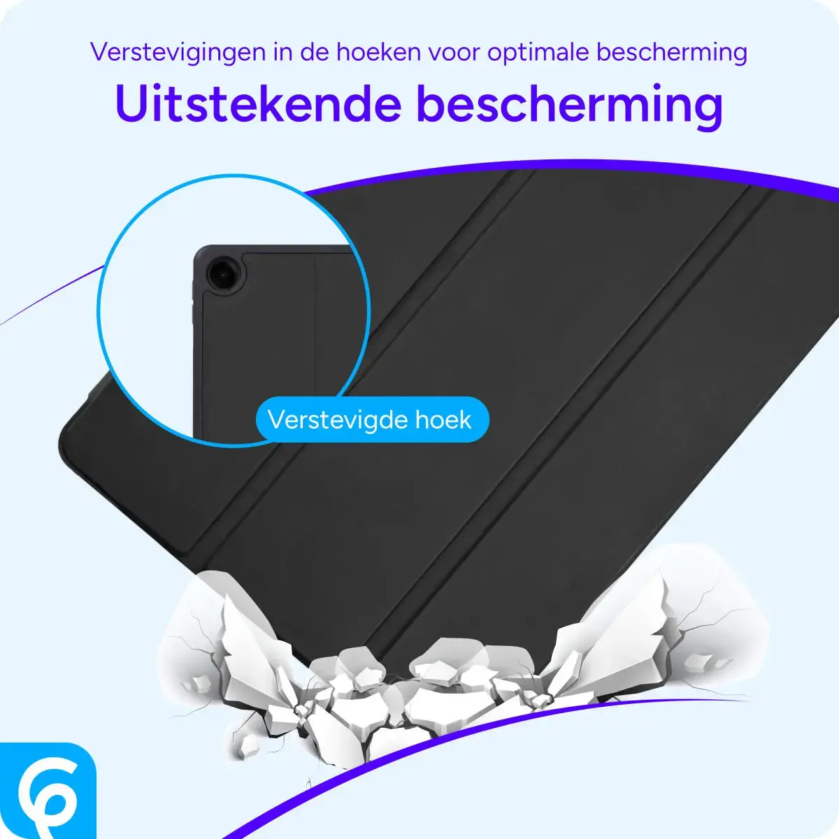 Samsung Galaxy Tab A11 Hoes Luxe Tri-Fold Book Case Kunst Leer Zwart afbeelding 2