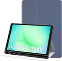 Samsung Galaxy Tab A11 Hoes Luxe Tri-Fold Book Case Kunst Leer Blauw