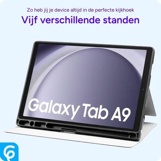 Samsung Galaxy Tab A11 Hoes Luxe Tri-Fold Book Case Kunst Leer Roze afbeelding 5