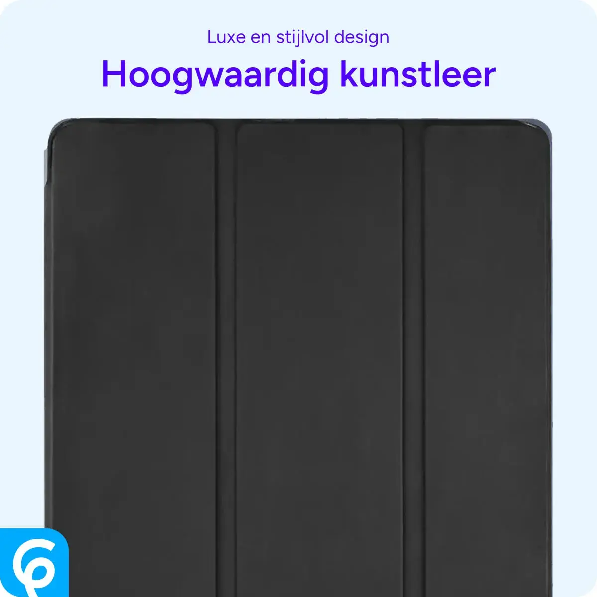 Samsung Galaxy Tab A11 Plus Hoes Luxe Tri-Fold Book Case Kunst Leer Zwart afbeelding 6
