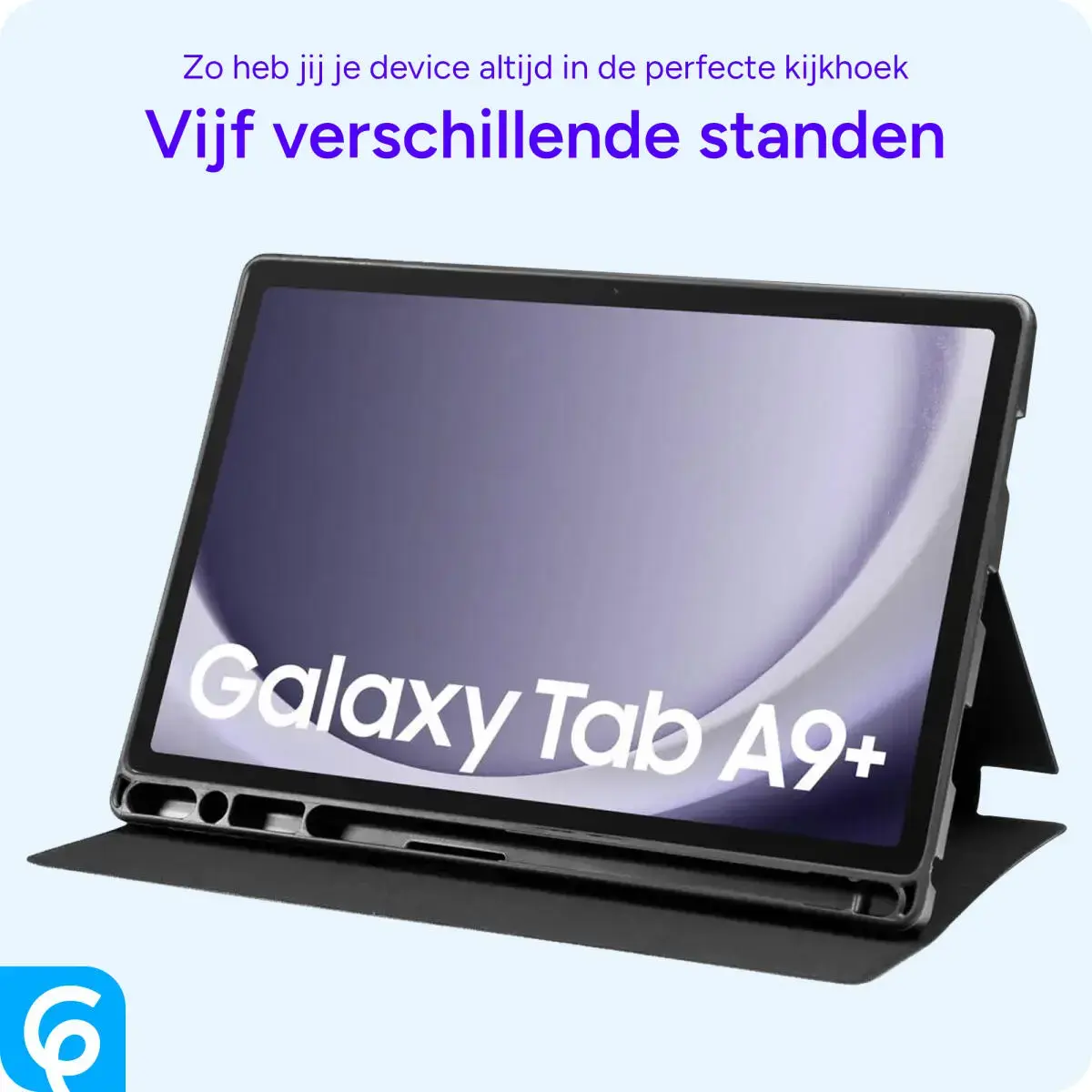 Samsung Galaxy Tab A11 Plus Hoes Luxe Tri-Fold Book Case Kunst Leer Zwart afbeelding 5