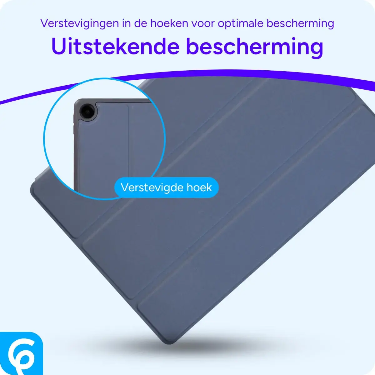 Samsung Galaxy Tab A11 Plus Hoes Luxe Tri-Fold Book Case Kunst Leer Blauw afbeelding 2