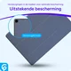 Samsung Galaxy Tab A11 Plus Hoes Luxe Tri-Fold Book Case Kunst Leer Blauw afbeelding 2
