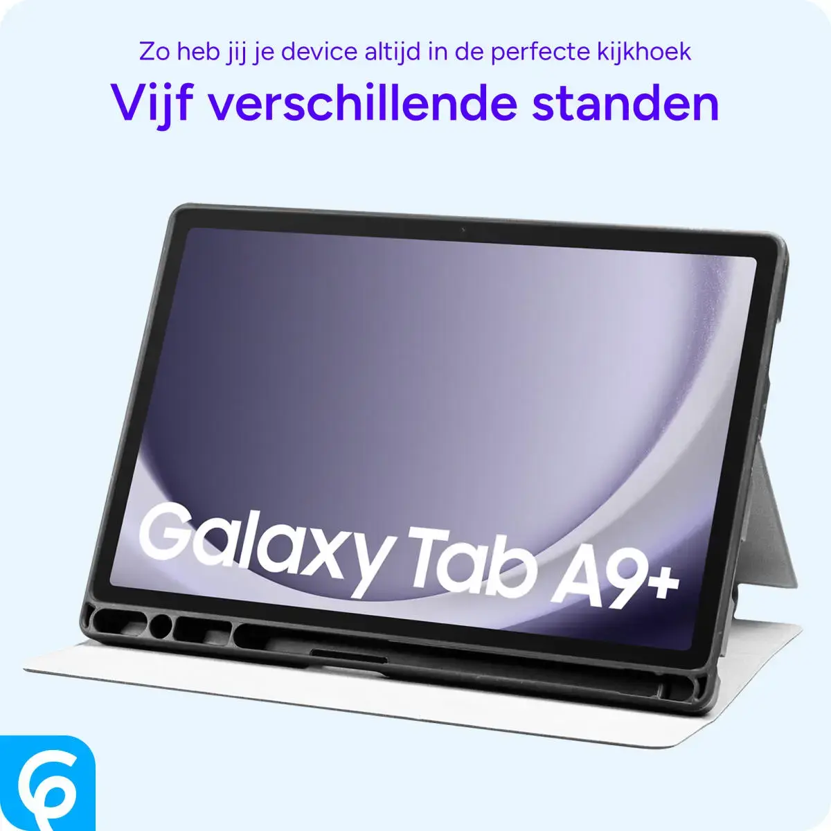 Samsung Galaxy Tab A11 Plus Hoes Luxe Tri-Fold Book Case Kunst Leer Blauw afbeelding 5