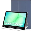 Samsung Galaxy Tab A11 Plus Hoes Luxe Tri-Fold Book Case Kunst Leer Blauw