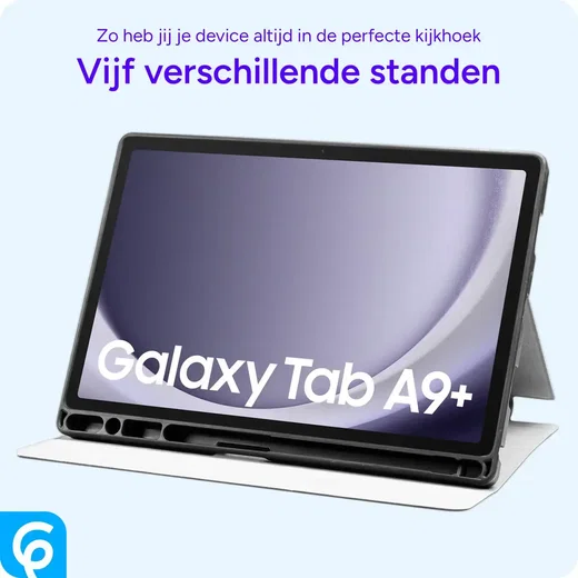 Samsung Galaxy Tab A11 Plus Hoes Luxe Tri-Fold Book Case Kunst Leer Roze afbeelding 5
