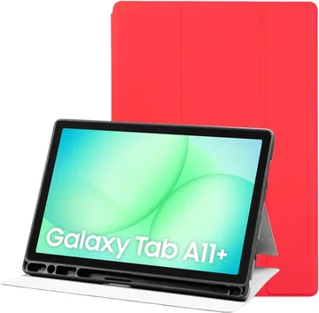 Samsung Galaxy Tab A11 Plus Hoes Luxe Tri-Fold Book Case Kunst Leer Rood