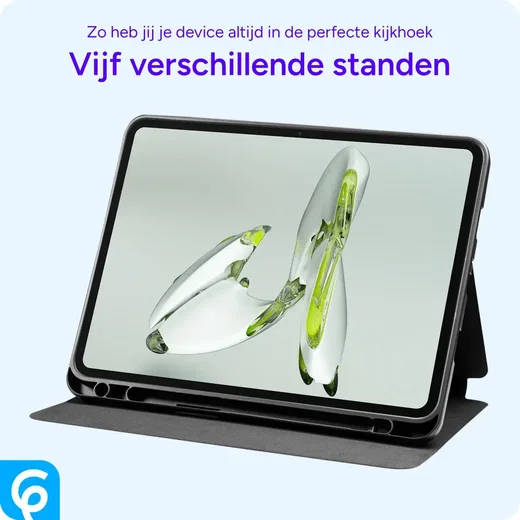 OnePlus Pad 3 Hoes Luxe Tri-Fold Book Case Kunst Leer Zwart afbeelding 5