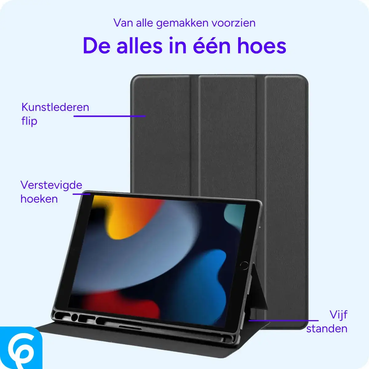 Apple iPad 11 (2025) / 10.9 (2022) Hoes Luxe Tri-Fold Book Case Kunst Leer Zwart afbeelding 5