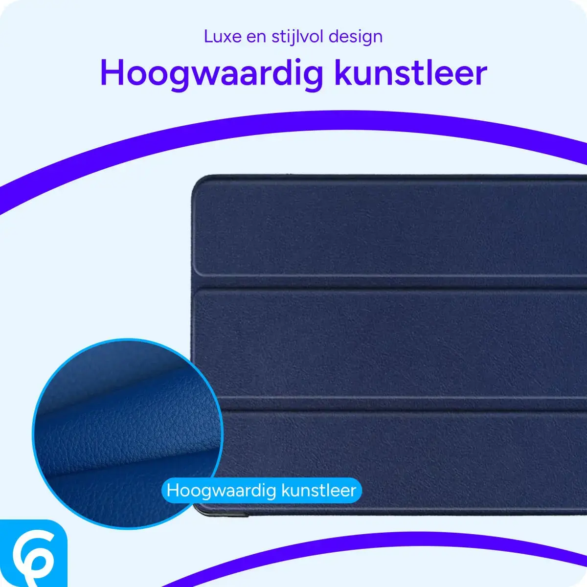 Apple iPad 11 (2025) / 10.9 (2022) Hoes Luxe Tri-Fold Book Case Kunst Leer Blauw afbeelding 7