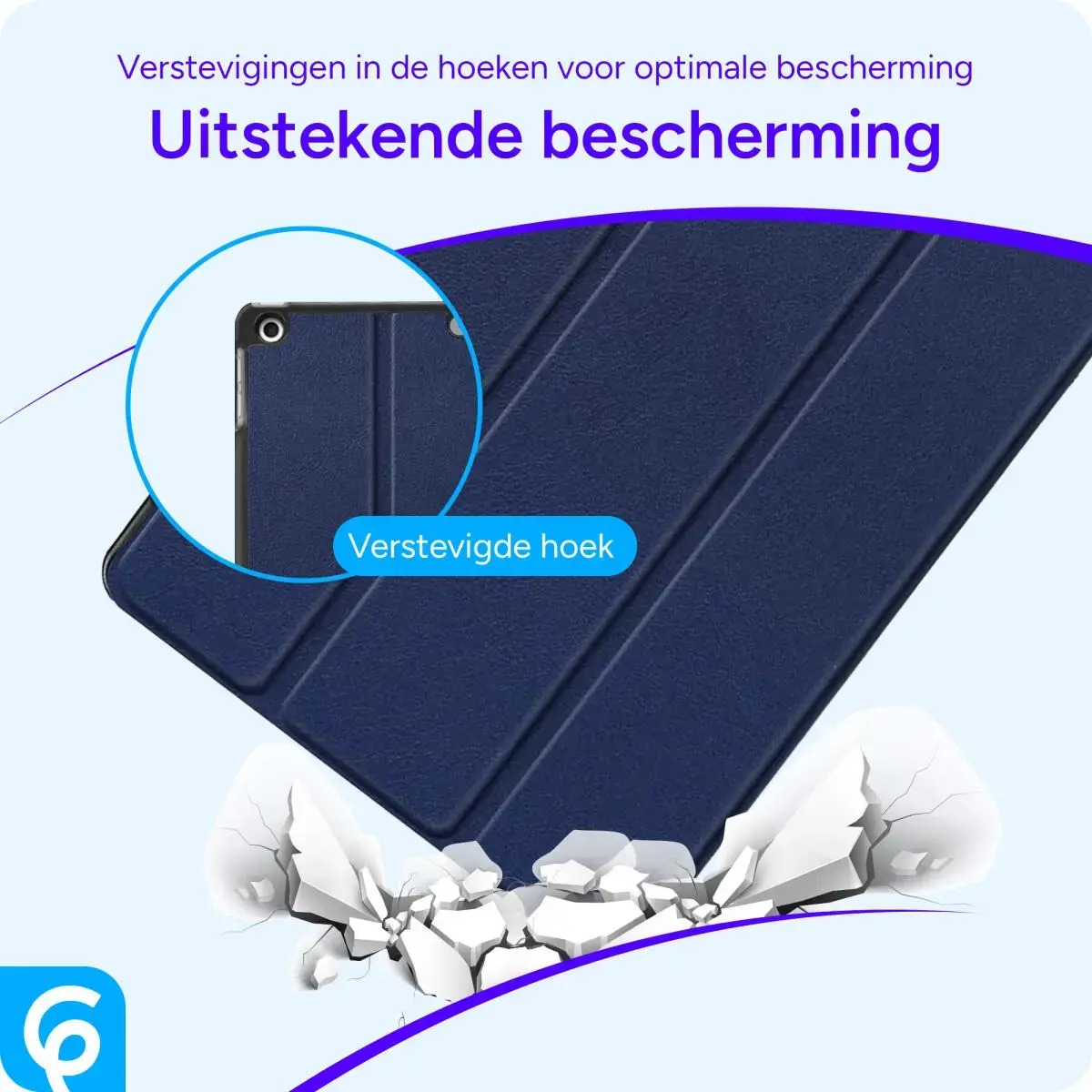 Apple iPad 11 (2025) / 10.9 (2022) Hoes Luxe Tri-Fold Book Case Kunst Leer Blauw afbeelding 2
