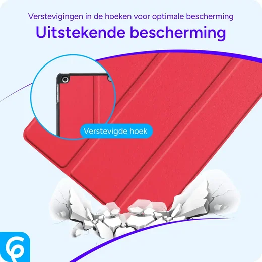 Apple iPad 11 (2025) / 10.9 (2022) Hoes Luxe Tri-Fold Book Case Kunst Leer Rood afbeelding 2
