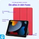 Apple iPad 11 (2025) / 10.9 (2022) Hoes Luxe Tri-Fold Book Case Kunst Leer Rood afbeelding 5
