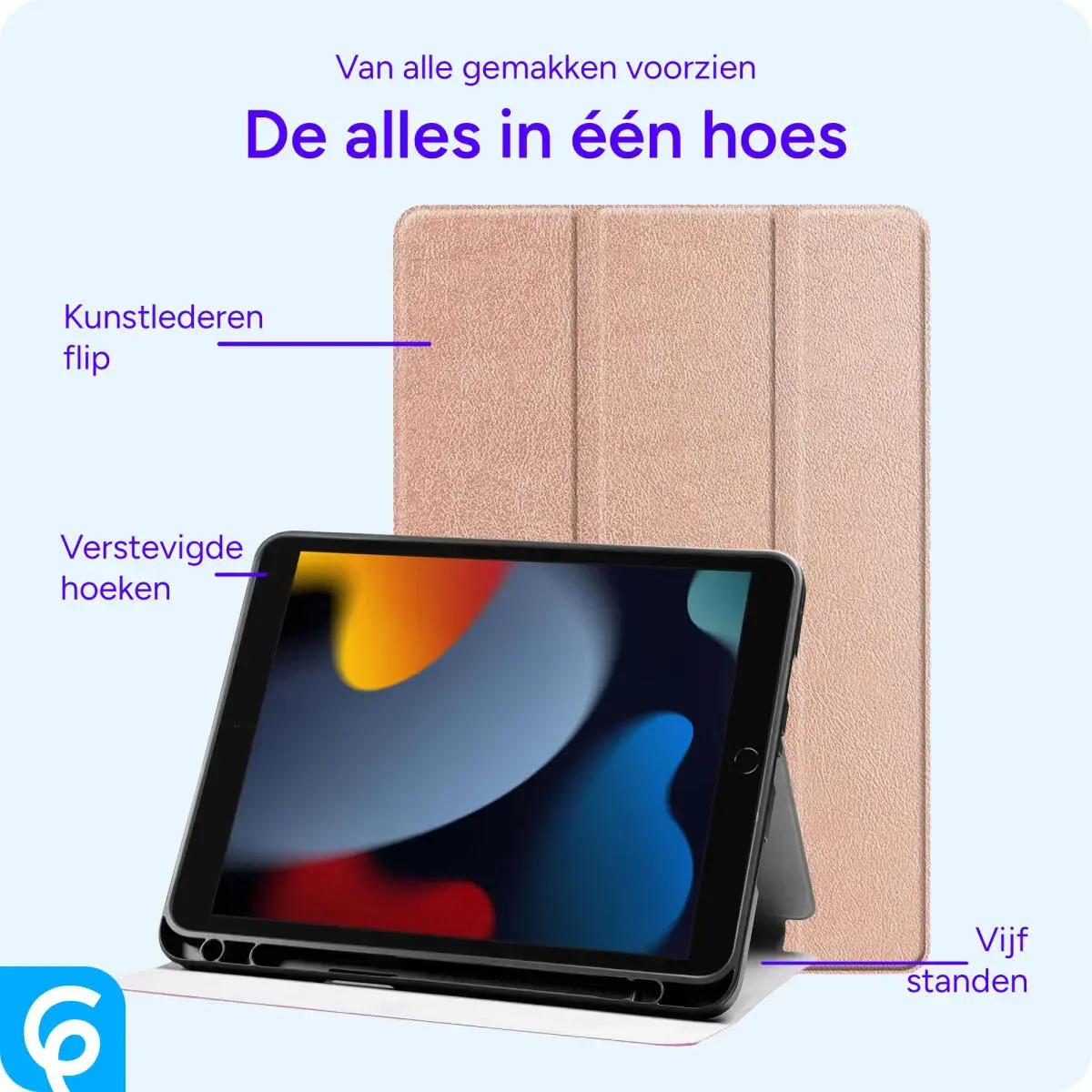 Apple iPad 11 (2025) / 10.9 (2022) Hoes Luxe Tri-Fold Book Case Kunst Leer Roze afbeelding 5