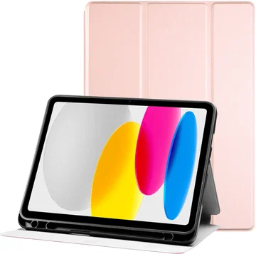 Apple iPad 11 (2025) / 10.9 (2022) Hoes Luxe Tri-Fold Book Case Kunst Leer Roze