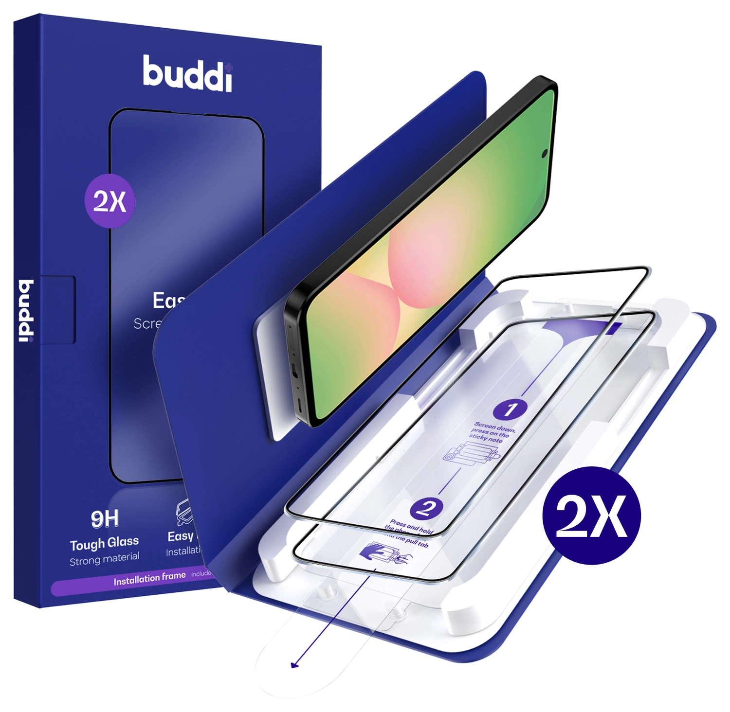 Buddi Easy Fit Samsung Galaxy A56 Tempered Glass met Installatietray (2-Pack) afbeelding 1