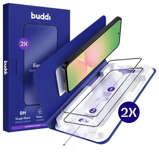 Buddi Easy Fit Samsung Galaxy A56 Tempered Glass met Installatietray (2-Pack) afbeelding 1