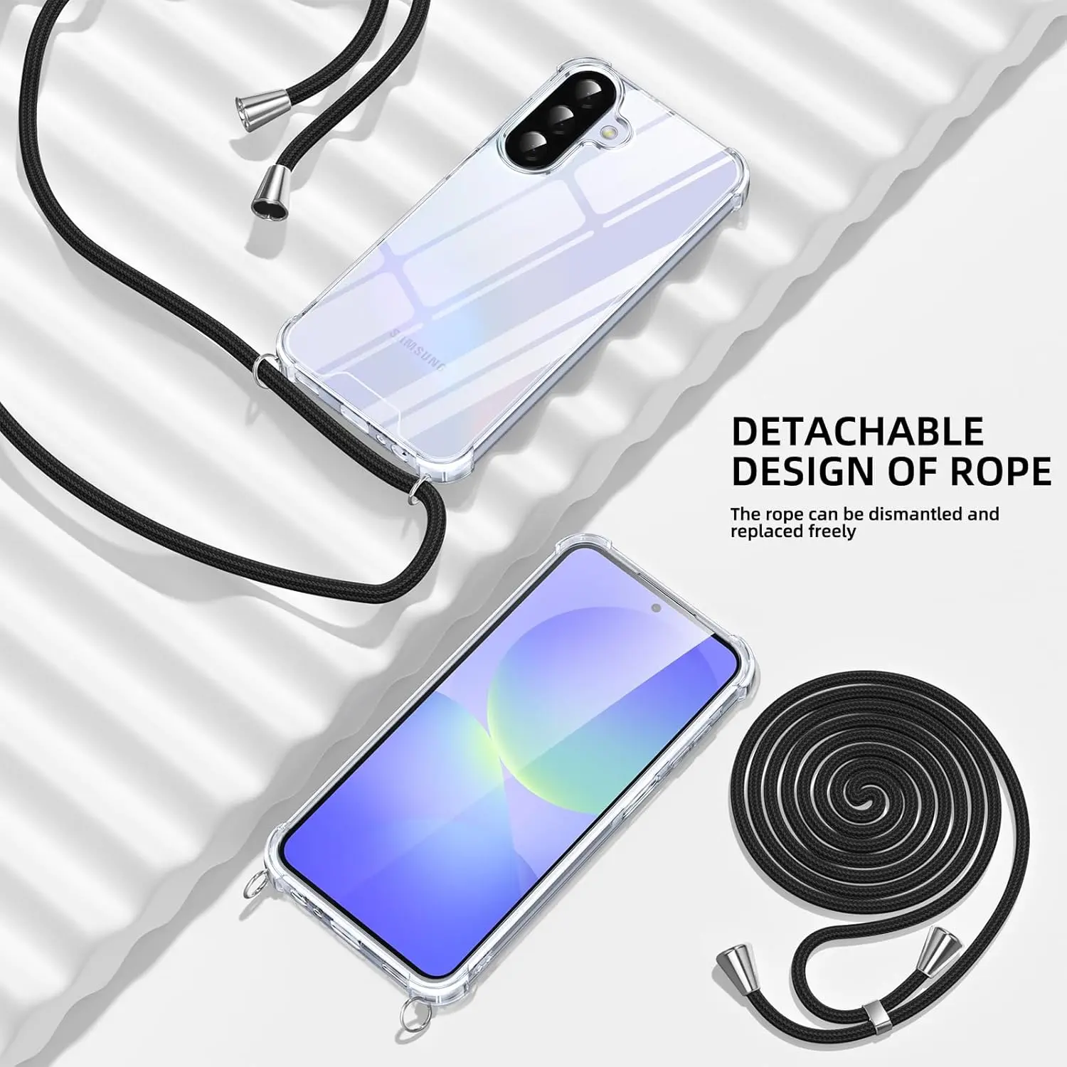Samsung Galaxy A37 Hoesje met Koord Schokbestendig TPU Transparant afbeelding 4