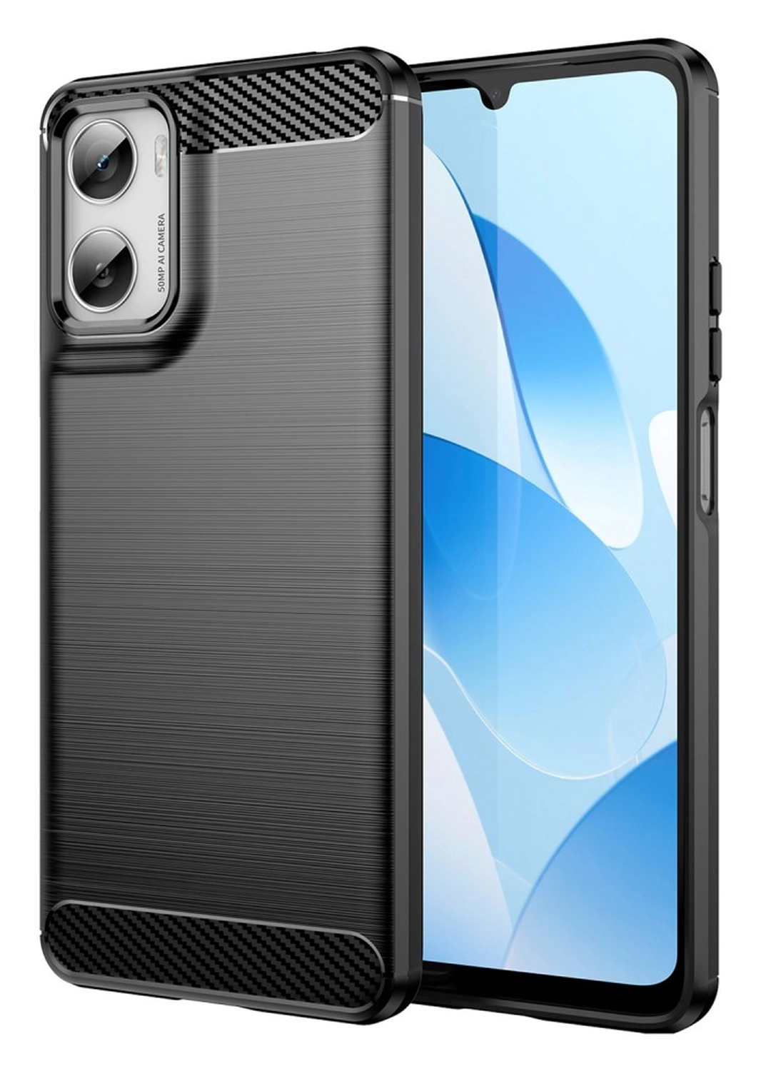 Motorola Moto G06 (Power) Hoesje Geborsteld TPU Flexibele Back Cover Zwart afbeelding 1
