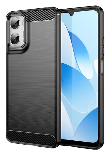 Motorola Moto G06 (Power) Hoesje Geborsteld TPU Flexibele Back Cover Zwart afbeelding 1