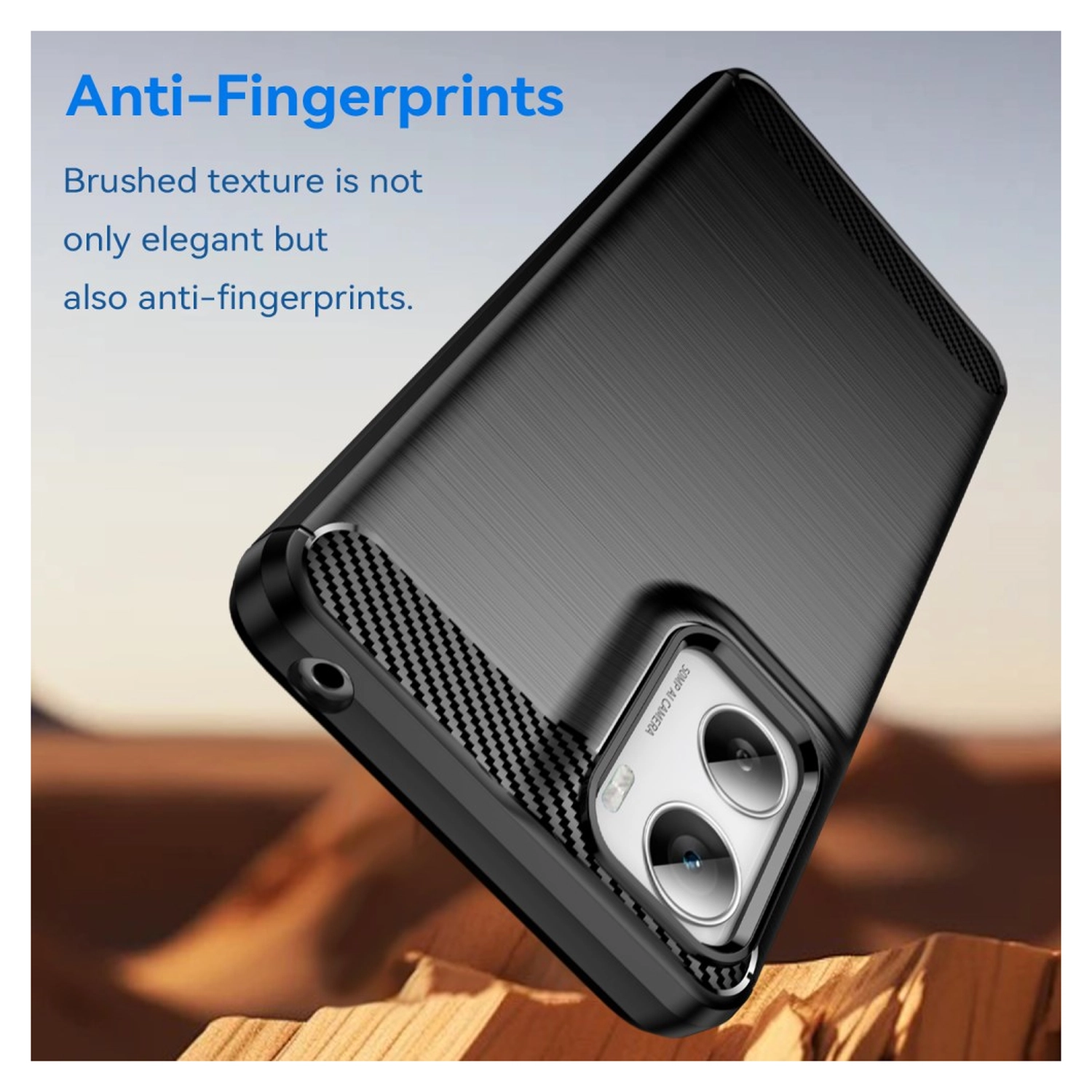 Motorola Moto G06 (Power) Hoesje Geborsteld TPU Flexibele Back Cover Zwart afbeelding 2