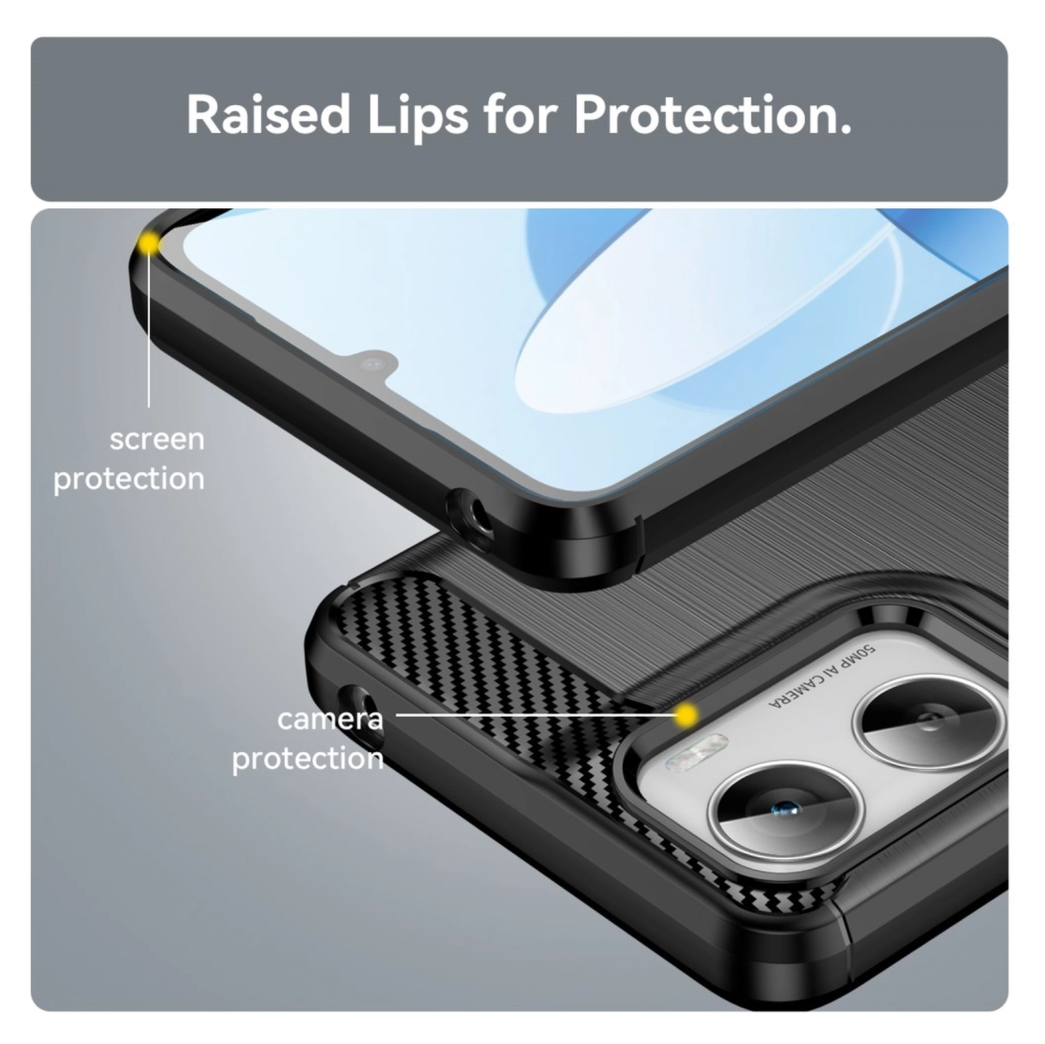 Motorola Moto G06 (Power) Hoesje Geborsteld TPU Flexibele Back Cover Zwart afbeelding 6