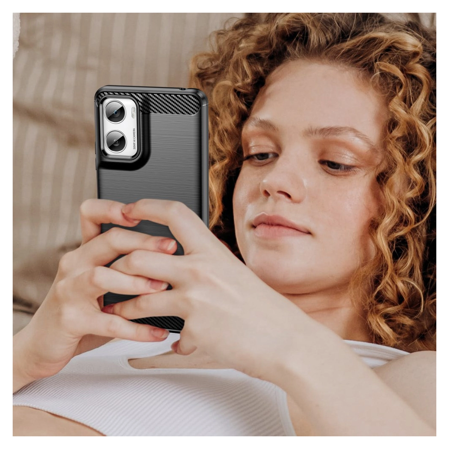 Motorola Moto G06 (Power) Hoesje Geborsteld TPU Flexibele Back Cover Zwart afbeelding 7