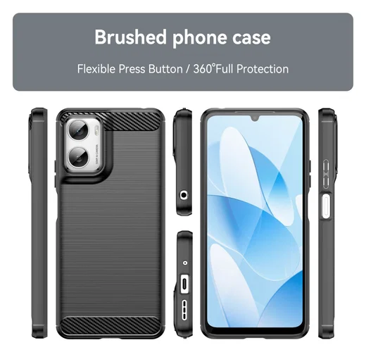 Motorola Moto G06 (Power) Hoesje Geborsteld TPU Flexibele Back Cover Zwart afbeelding 9