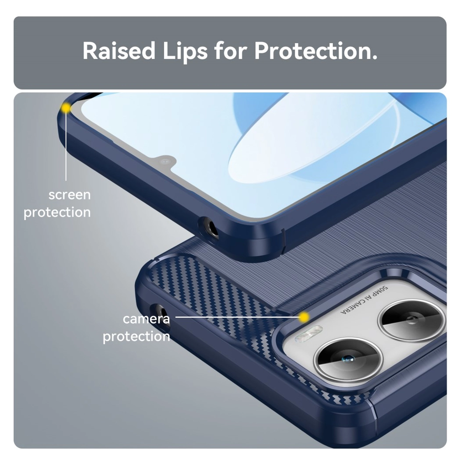 Motorola Moto G06 (Power) Hoesje Geborsteld TPU Flexibele Back Cover Blauw afbeelding 6