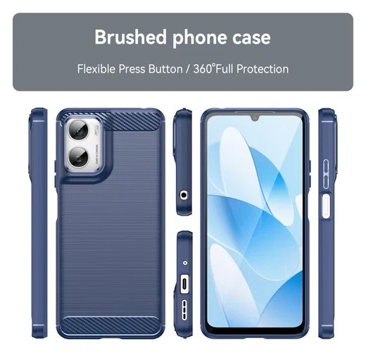 Motorola Moto G06 (Power) Hoesje Geborsteld TPU Flexibele Back Cover Blauw afbeelding 9