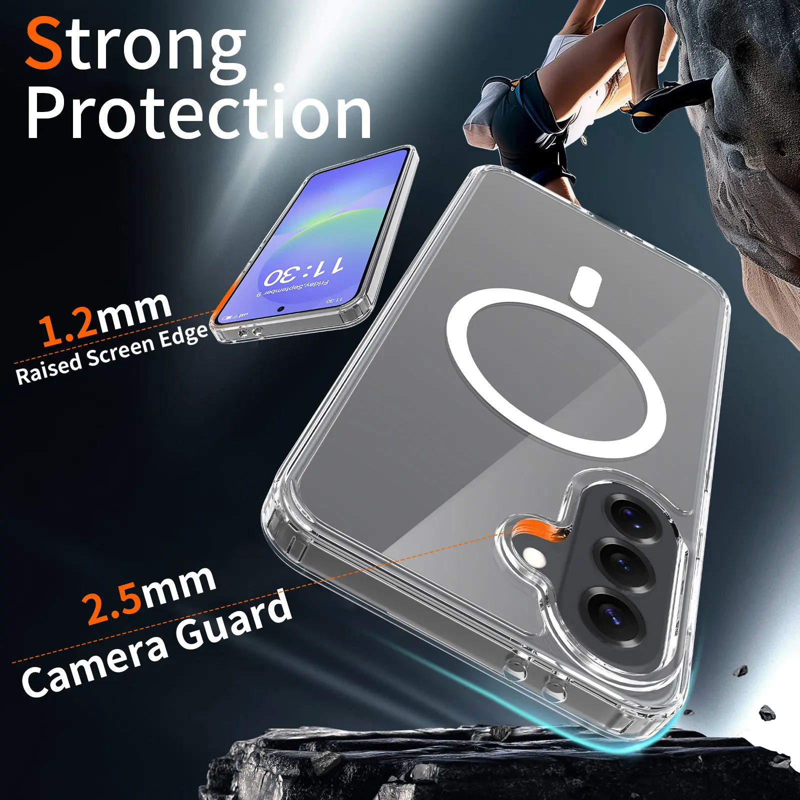 Samsung Galaxy A37 Hoesje Hard Back Cover met MagSafe Transparant afbeelding 2