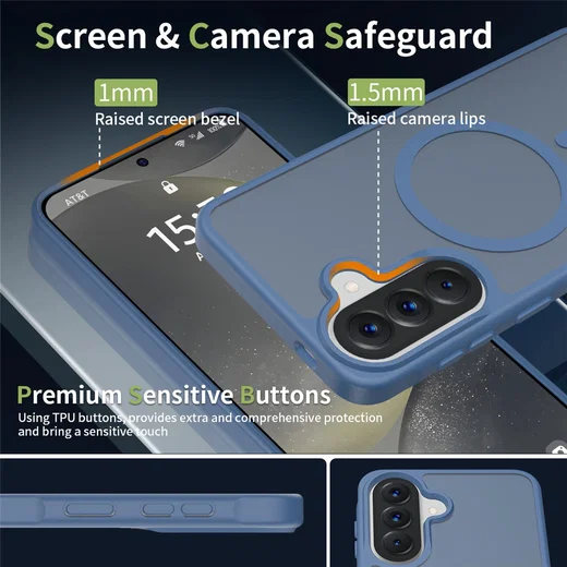 Samsung Galaxy A57 Hoesje met MagSafe Back Cover Matte Blauw afbeelding 6