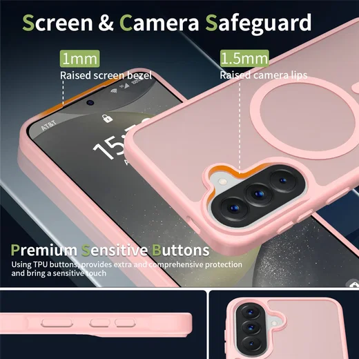Samsung Galaxy A57 Hoesje met MagSafe Back Cover Matte Roze afbeelding 6